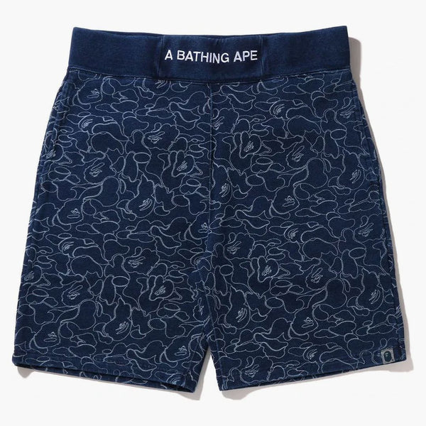Bape line abc camo sweat shorts indigo