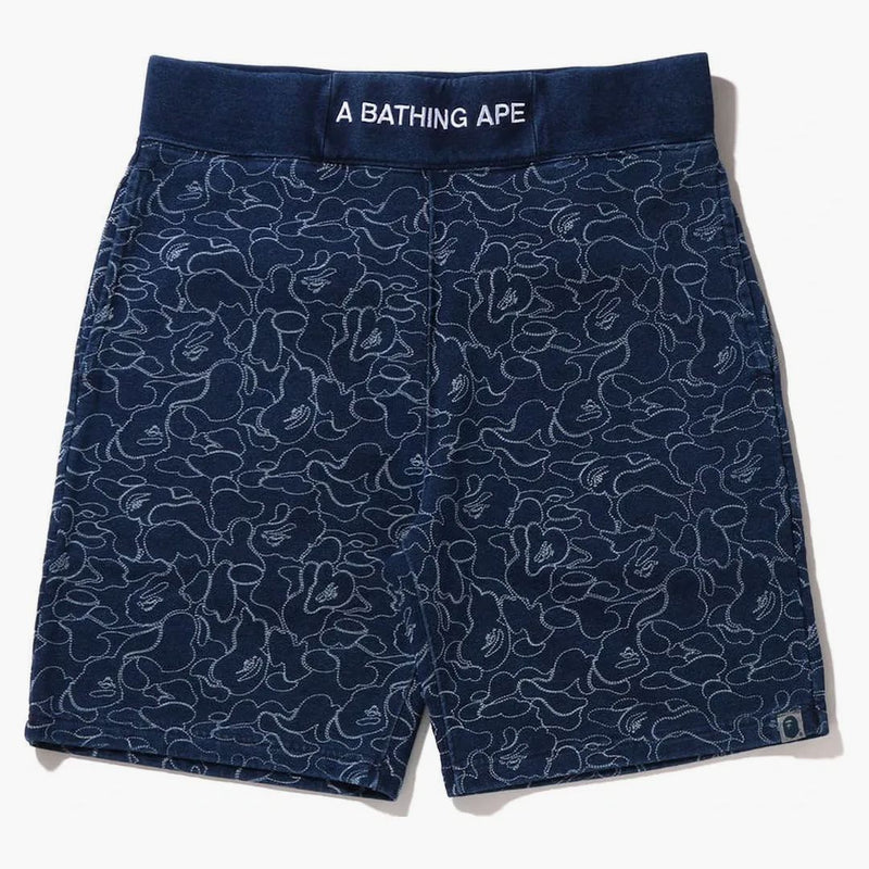 Bape line abc camo sweat shorts indigo