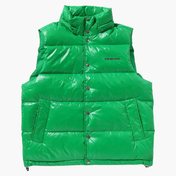 Bape Line Camo Debossed Nylon Down Vest Green