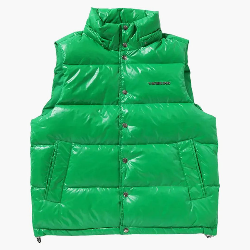 Bape Line Camo Debossed Nylon Down Vest Green