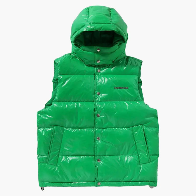 Bape Line Camo Debossed Nylon Down Vest Green