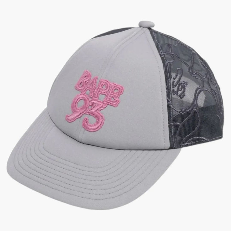 Bape Line Camo Jacquard Mesh Blocking Logo Cap Cap Gray