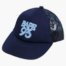 Bape Line Camo Jacquard Mesh Blocking Logo Cap Cap Navy