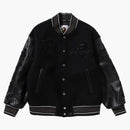 Bape Line Camo Multi Logo Wool Varsity Jacket Black