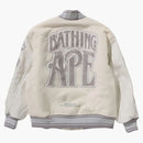 Bape Line Camo Multi Logo Wool Varsity Jacket Ivory
