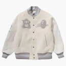 Bape Line Camo Multi Logo Wool Varsity Jacket Ivory