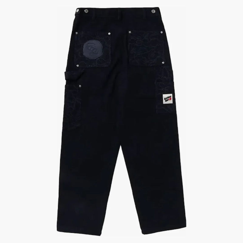 BAPE LINE CAMO Patch Denim dvojité koleno pracovní kalhoty indigo
