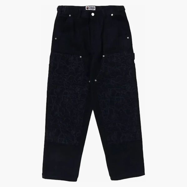 BAPE LINE CAMO Patch Denim dvojité koleno pracovní kalhoty indigo