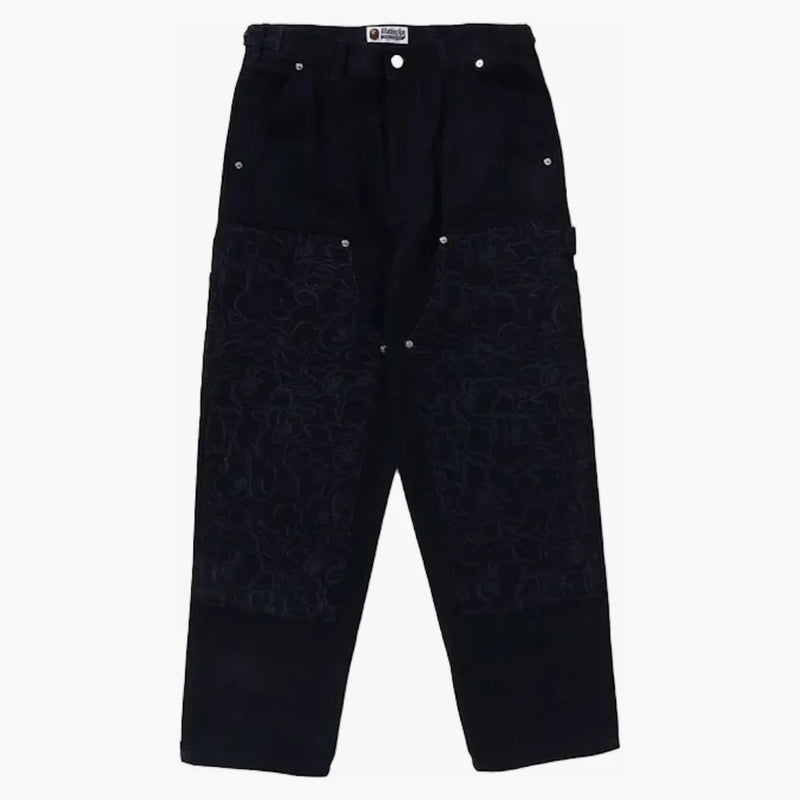 BAPE LINE CAMO Patch Denim dvojité koleno pracovní kalhoty indigo