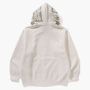 Bape Line Camo Quilted Shark Relaxed Fit Full Zip Hoodie Ivory