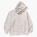 Bape Line Camo Quilted Shark Relaxed Fit Full Zip Hoodie Ivory
