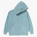 Bape Line Camo Terry Towel Shark Zip Hoodie Sax