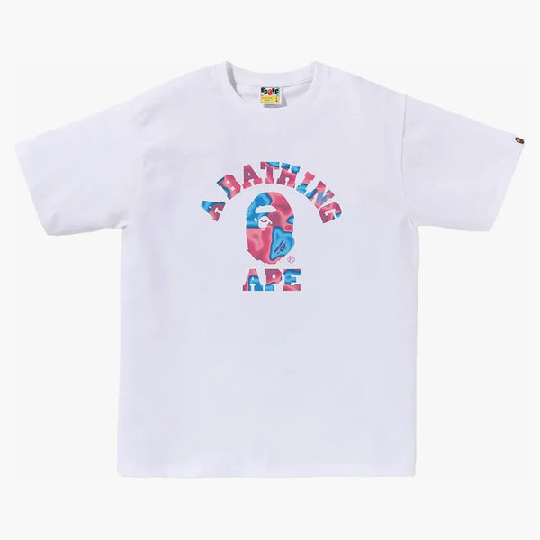 Bape Liquid Camo College Tee White/Pink