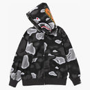 Bape Liquid Camo Shark se uvolnil fit plné zip mikiny černé