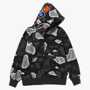Bape Liquid Camo Shark se uvolnil fit plné zip mikiny černé