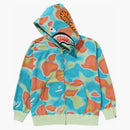 Bape Liquid Camo Shark uvolněný fit plné zip mikiny zelená