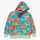 Bape Liquid Camo Shark uvolněný fit plné zip mikiny zelená