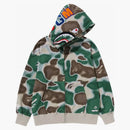Bape Liquid Camo Shark Relaxed Fit Full Zip Hoodie Olivedrab
