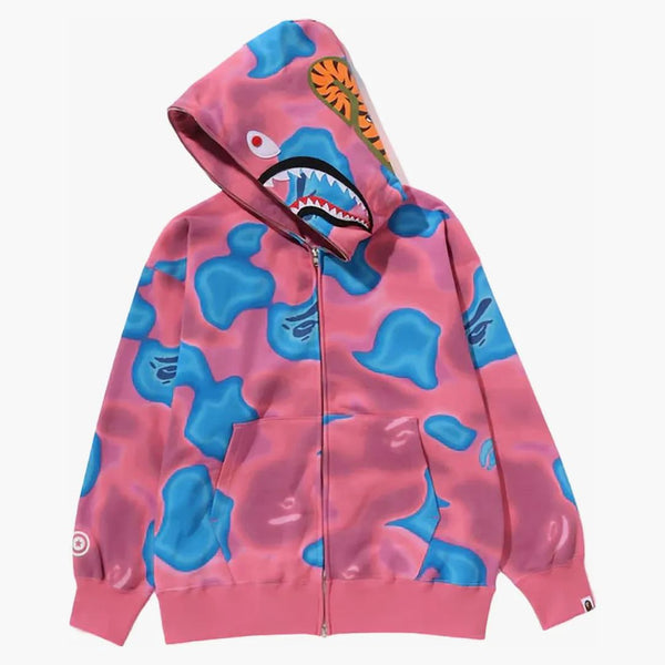 BAPE Liquid Camo Shark Relaxed Fit Full Zip Hoodie Pink
