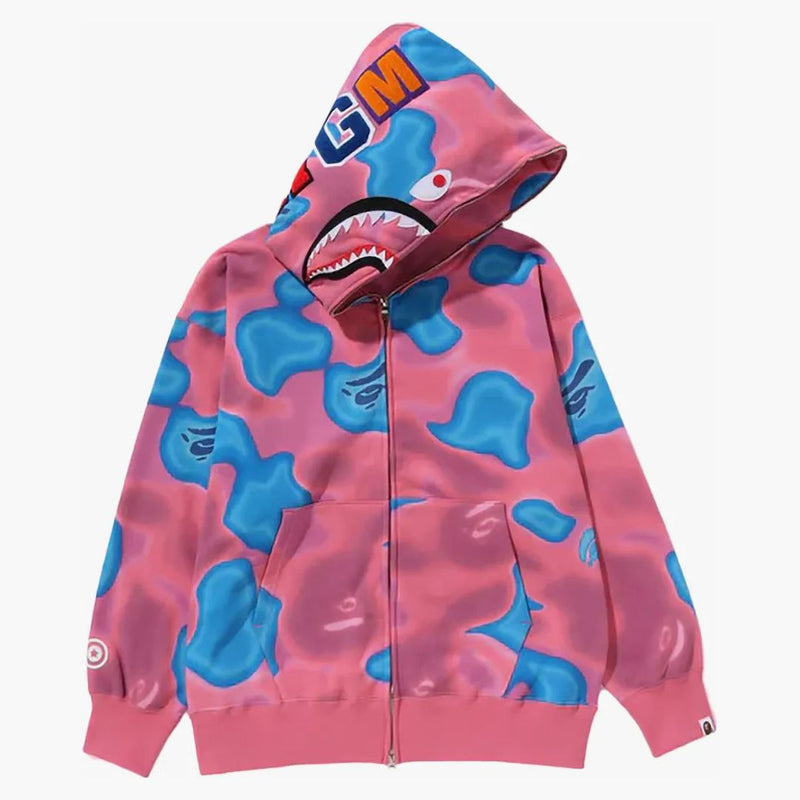 BAPE Liquid Camo Shark Relaxed Fit Full Zip Hoodie Pink