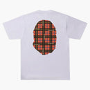 Bape Logo Check Big Ape Head Tee White/Red