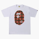 Bape Logo Check Big Ape Head Tee White/Red