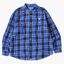 Bape Logo Check Loose Fit Shirt Blue