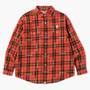 Bape Logo Check Loose Fit Shirt Red