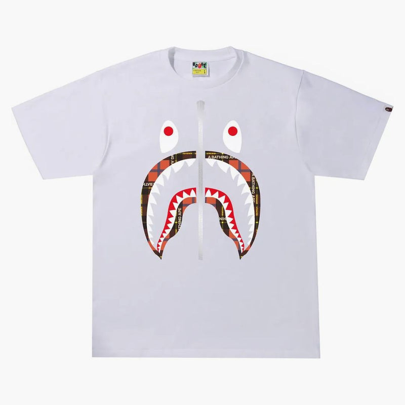 Bape Logo Check Shark Tee White/Red