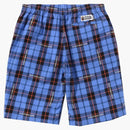 Bape Logo Check Shorts Blue