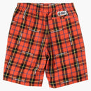 Bape Logo Check Shorts Red