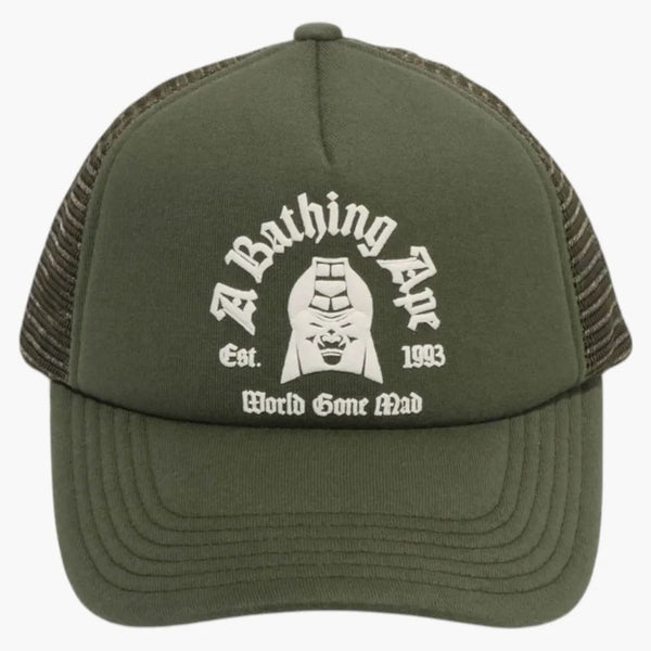 Bape Logo Cotton Panel Mesh Cap Olivedrab