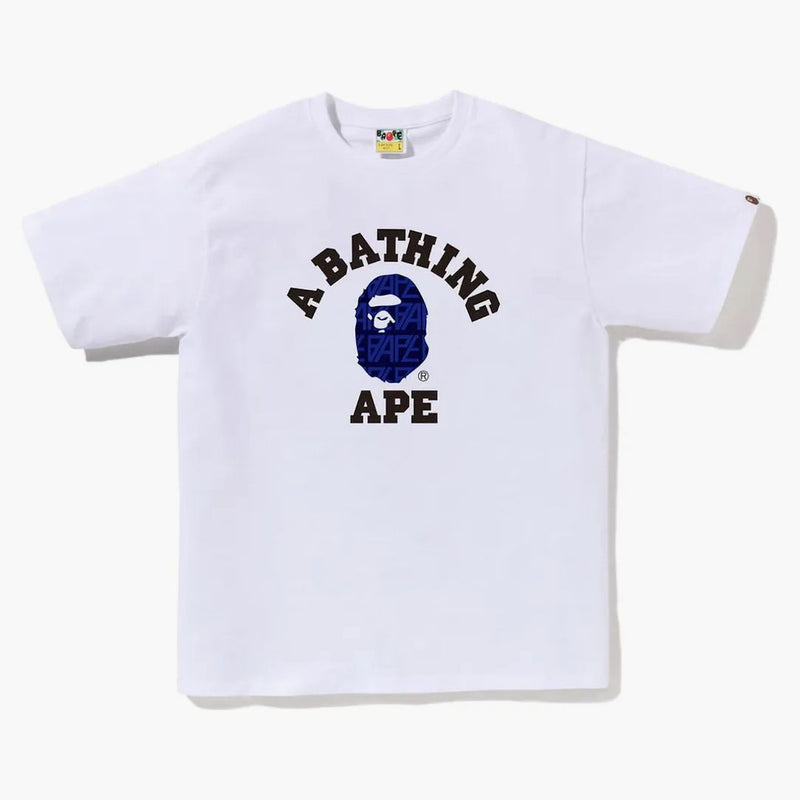 Bape Logo Monogram College Tee White Navy