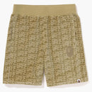 Bape Logo Monogram Velour Shorts Beige