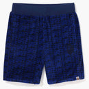 Bape Logo Monogram Velour Shorts Navy