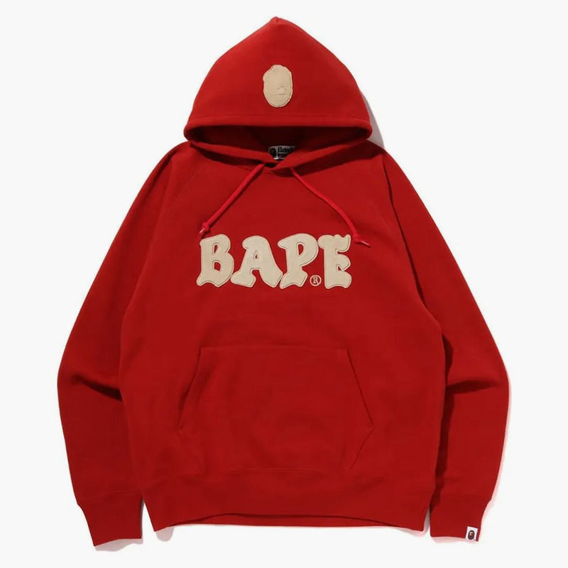 BAPE LOGO Relaxed Fit Pullover Hoodie (FW22) Red