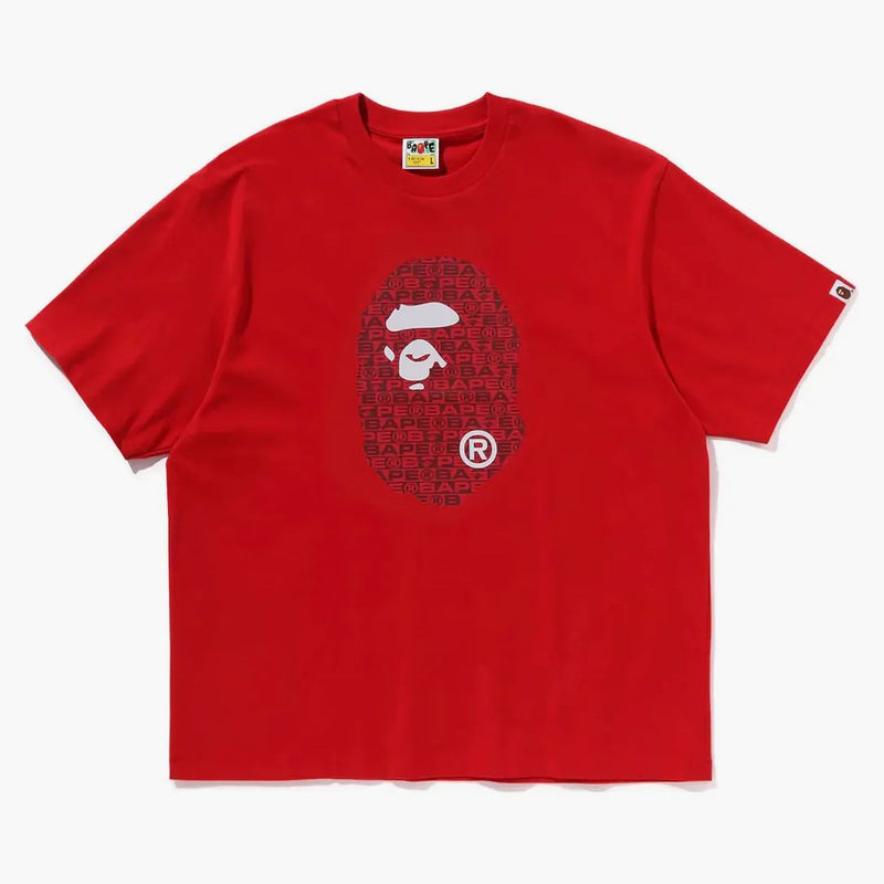 Bape Lux Sport Pattern Ape Head Relaxed Fit Tee Red