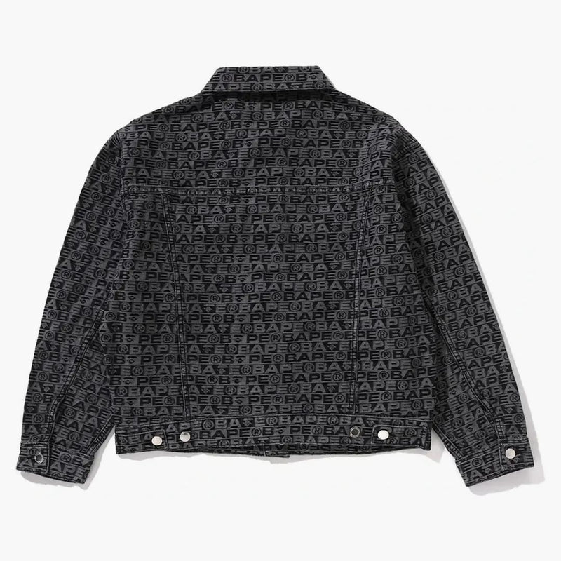 Bape Lux Sport Pattern Jacquard 13oz Denim Trucker Jacket Black