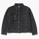 Bape Lux Sport Pattern Jacquard 13oz Denim Trucker Jacket Black