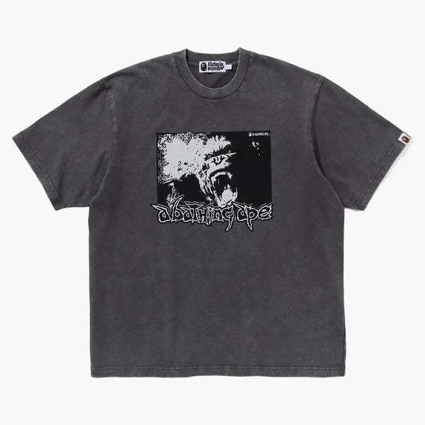 Bape Mad Mad Ape Graphy Acid Wash uvolněná fit čaj černá