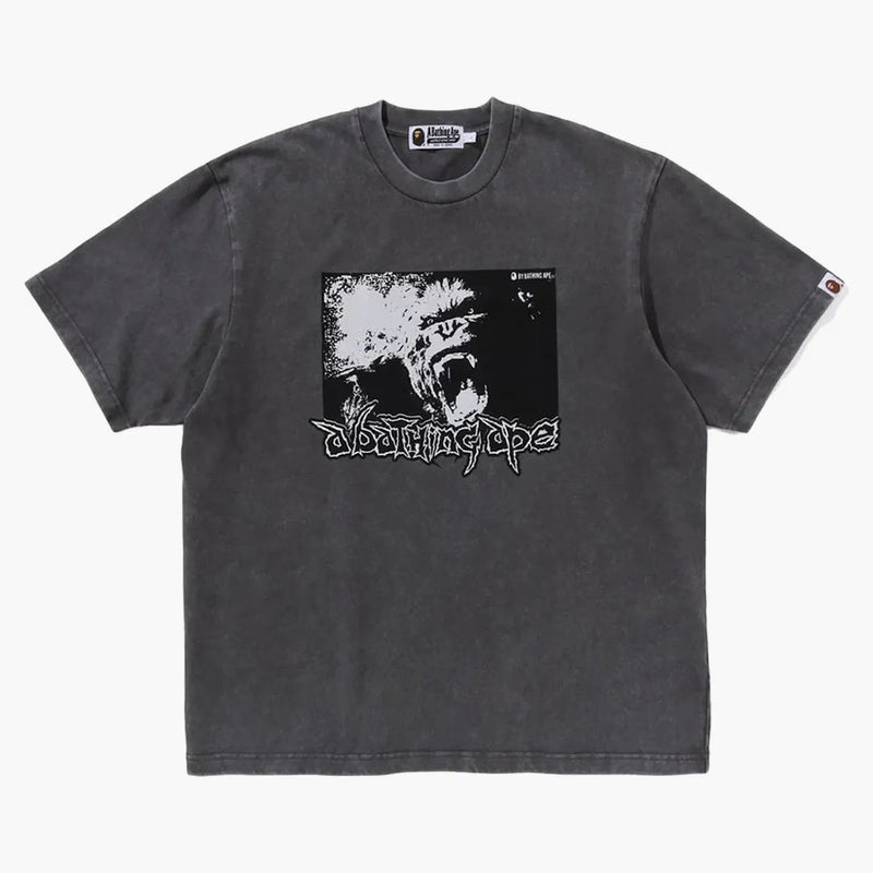 Bape Mad Mad Ape Graphy Acid Wash uvolněná fit čaj černá