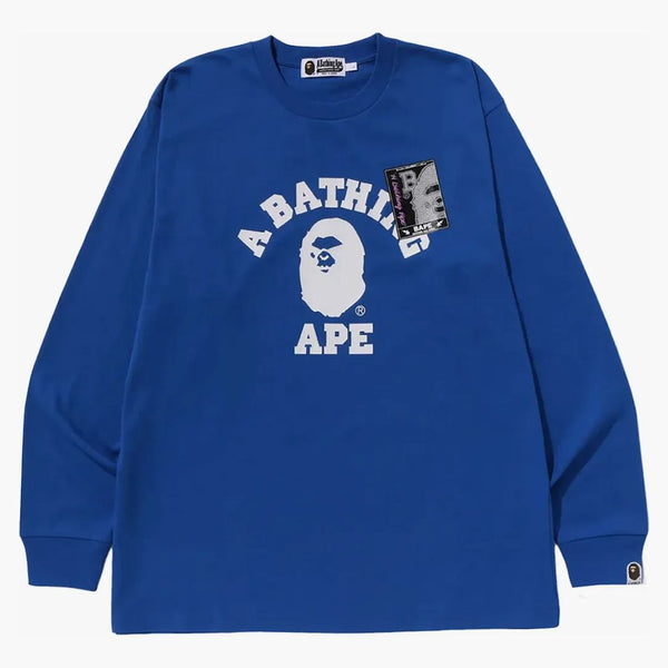 BAPE MAD FACE COLLEGE Långärmad te blå