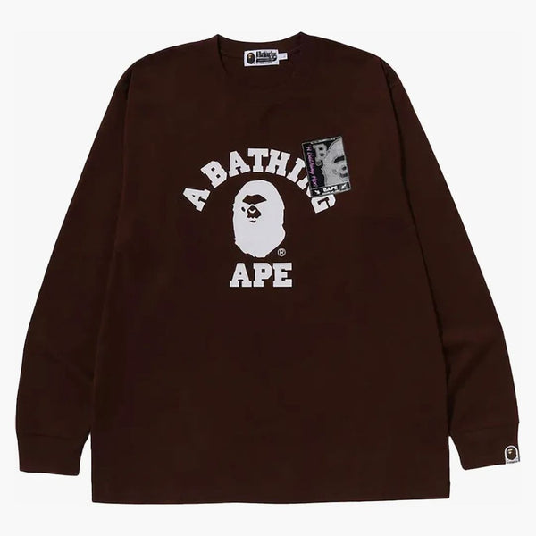 Bape Mad Face College Long Sleeve Tee Brown