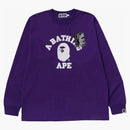 Bape Mad Face College Long Sleeve Tee Purple
