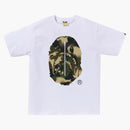 Bape Map Camo Ape Head Shark Tee White/green