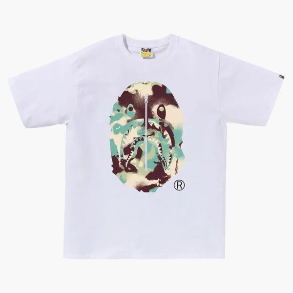Bape Map Camo Ape Head Shark Tee White/multicolor