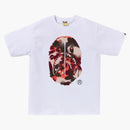Bape Map Camo Ape Head Shark Tee White/red