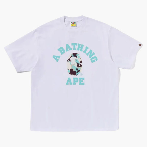 Bape mapa camo college uvolněná fit tee bílá