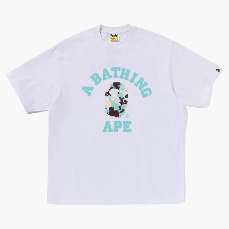Bape mapa camo college uvolněná fit tee bílá