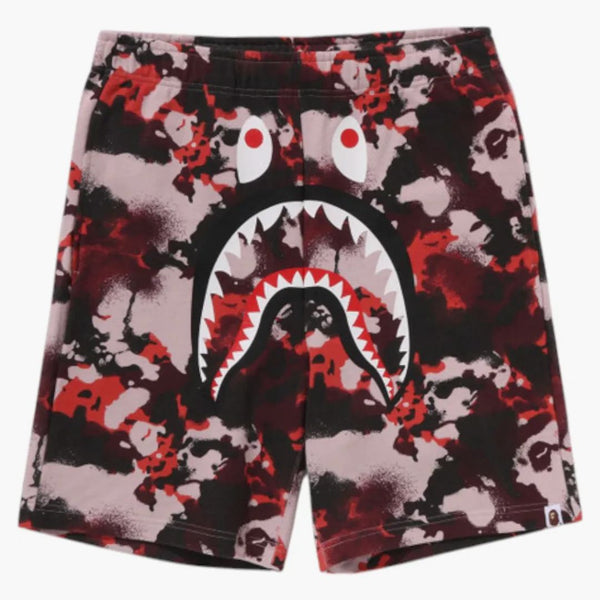 Bape Map Camo Regular Fit Shark Sweat Shorts Red